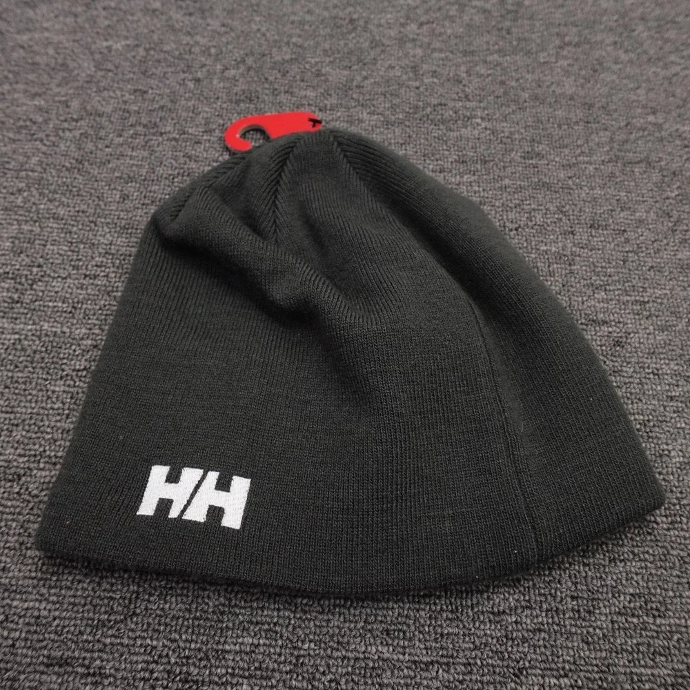 Helly Hansen Hat Beanie Fitted Mens One Size Black Knit Acrylic Winter Warm